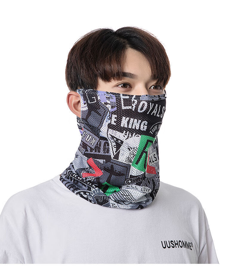 栀束新品脖套男薄款冰丝面罩骑行防晒面巾男士户外钓鱼脸罩遮脸面纱
