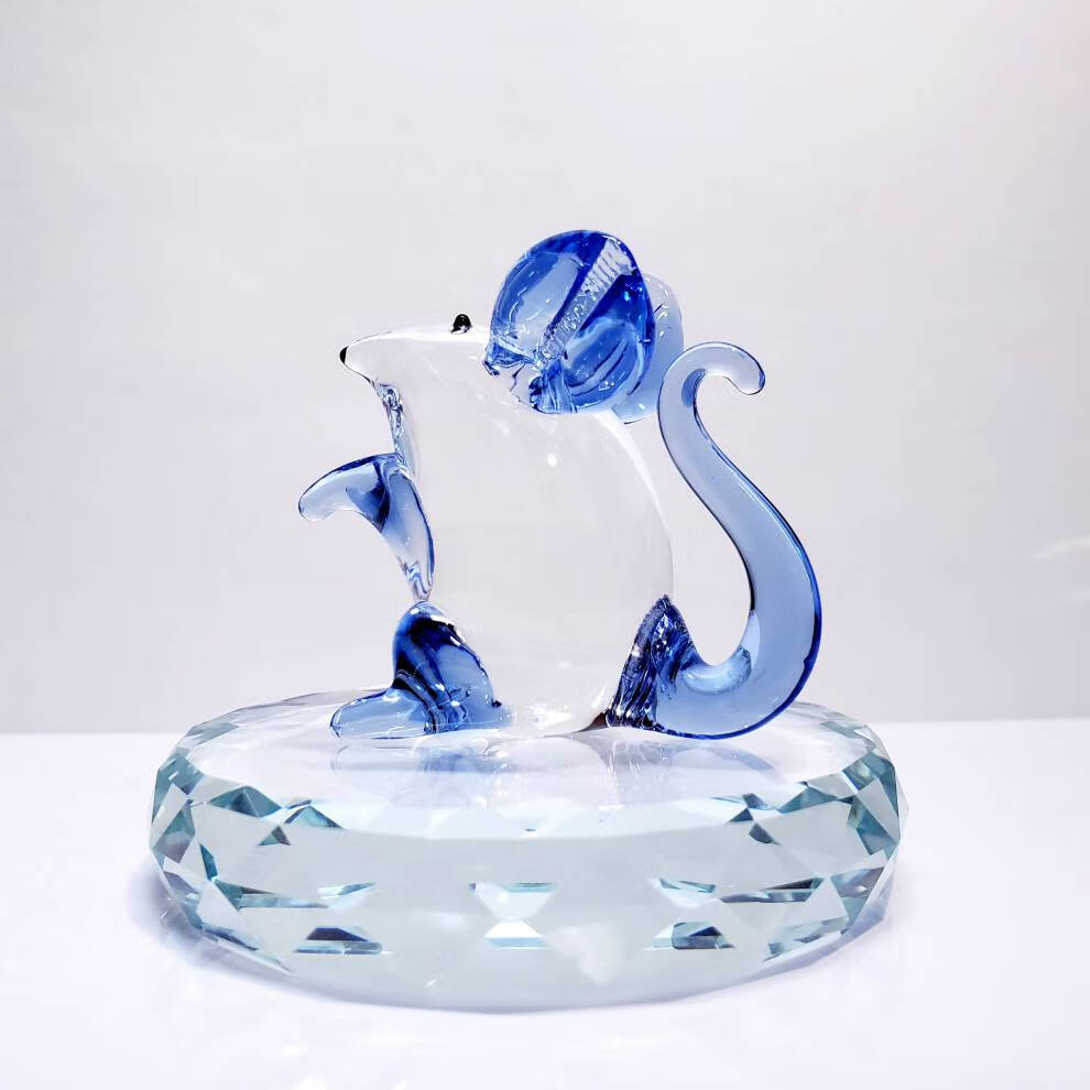 琉璃小老鼠生肖摆件礼品手工制作水晶玻璃十二生肖动物属相工艺品