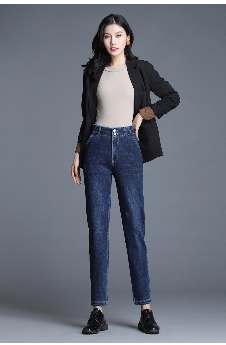 女春秋2020新款时尚洋气修身时尚高腰坠感百搭高弹力休闲脚子女bf9076