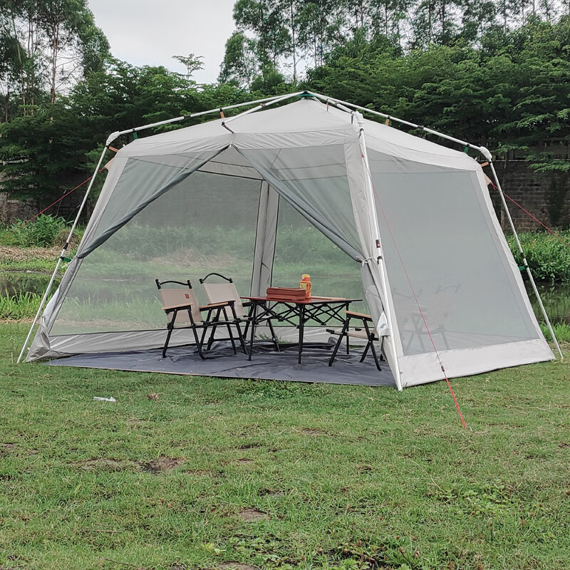 【jd优选】户外蚊帐露营户外露营帐篷全自动铝杆快速打开凉棚天幕防w