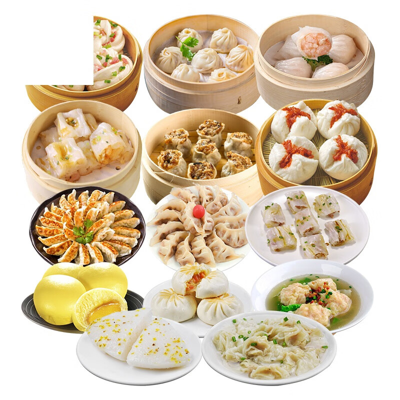 烧麦小笼包汤包早餐速食花卷流沙包虾饺广式早茶点心肠粉生煎烧卖小笼