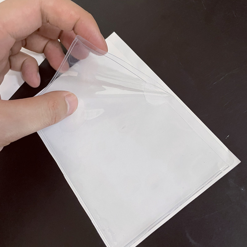 pvc软胶周转箱标签贴袋物料套透明自粘卡袋背胶卡套货架标签贴胶套 a6