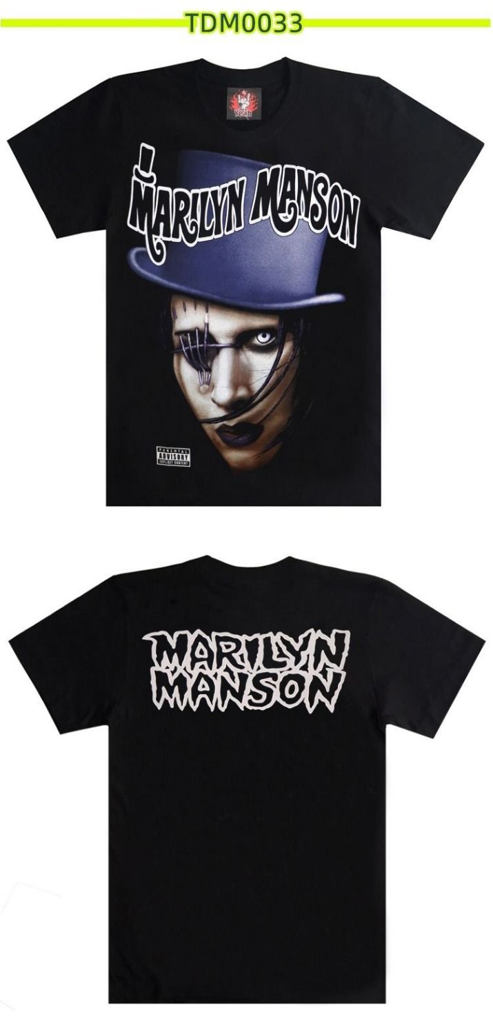 凯罗盾哥特风玛丽莲曼森t恤marilynmanson漫画风摇滚金属短袖人像tdm