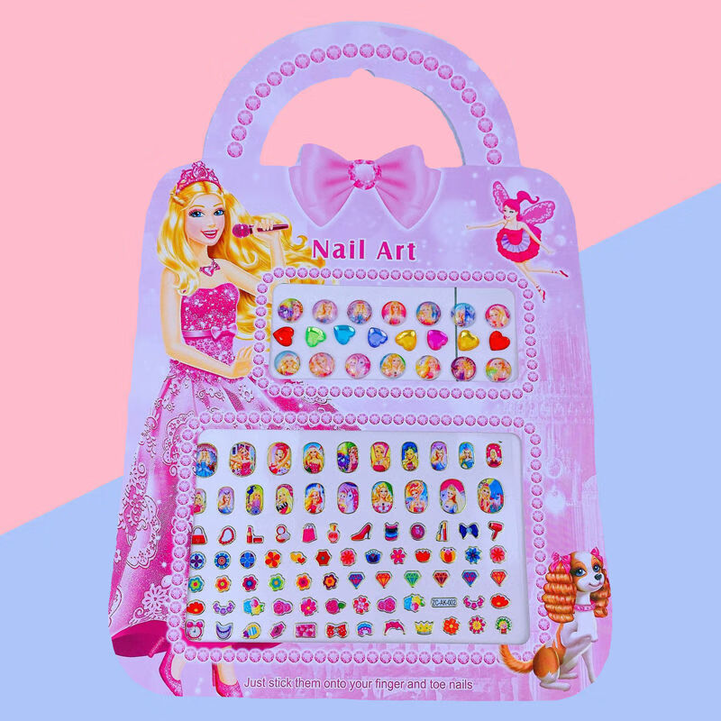 儿童卡通指甲贴套装可爱女童美甲片防水女孩贴纸玩具礼物 f款-随机