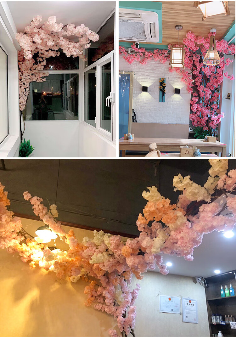仿真樱花树装饰墙面客厅室内吊顶空调管道遮挡网红店婚庆假花藤条