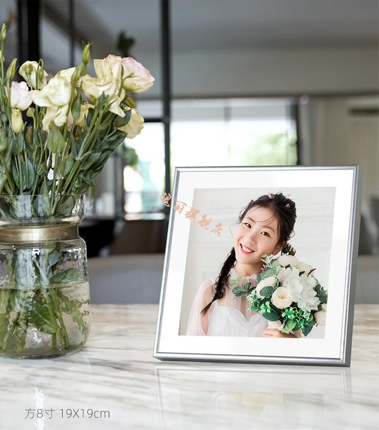 相框摆台照片定制亚克力水晶金属轻奢结婚照全家福儿童创意10寸桌