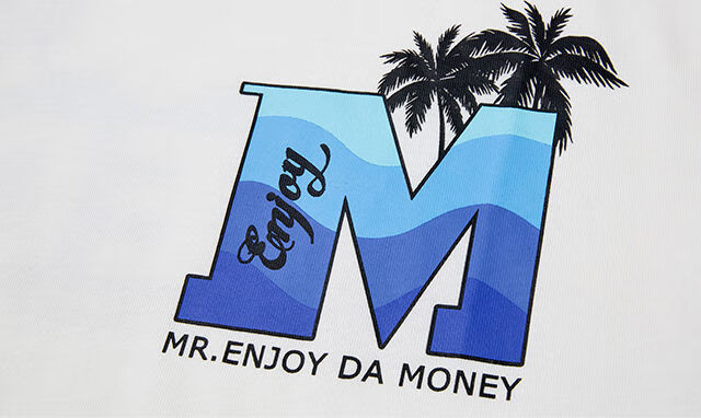 纯棉medm国潮椰树印花字母短袖男情侣t恤街头嘻哈潮流上衣女白色纯棉s