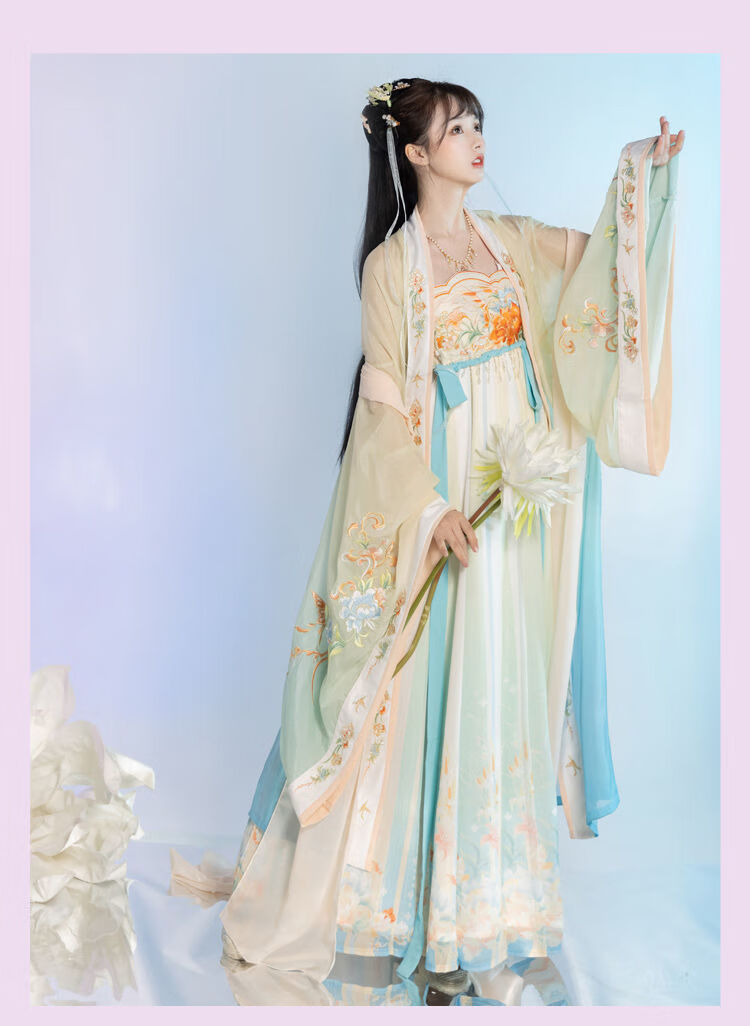 原创设计brangdy优美古装汉元素汉服女唐制齐胸裙超仙刺绣大袖衫渐变