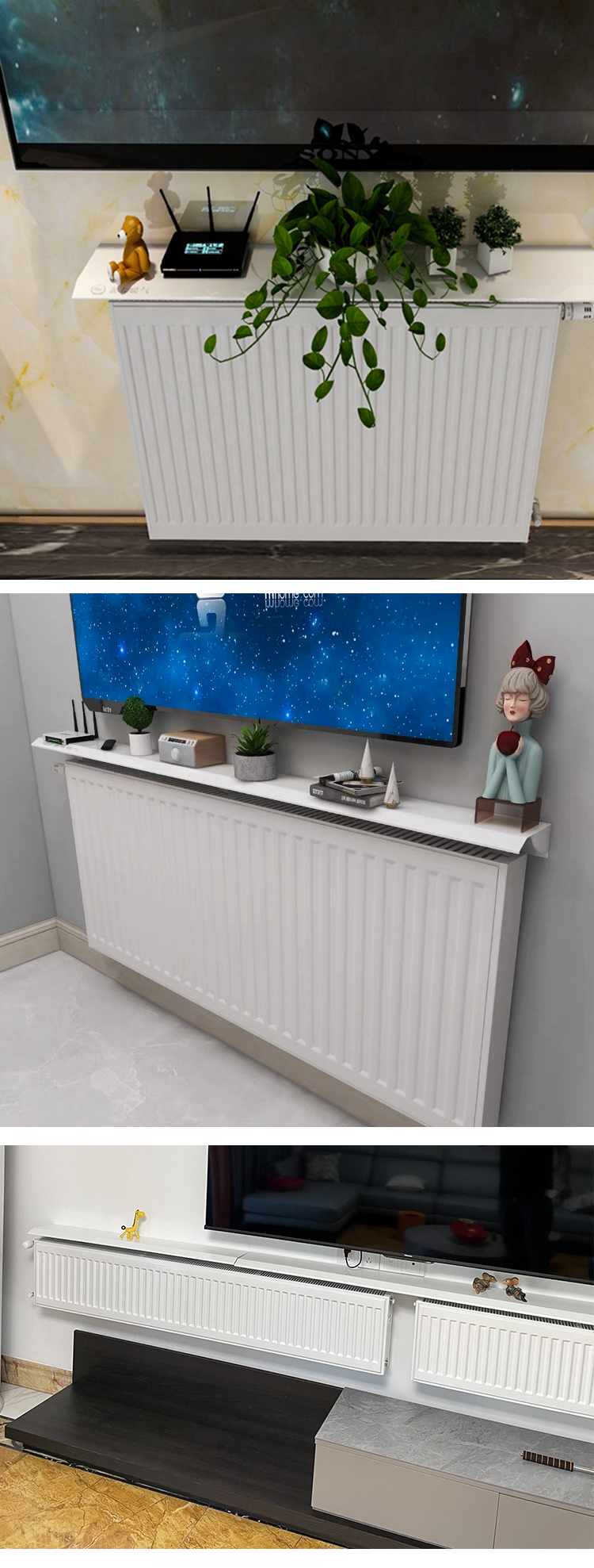 免打孔暖气片架子装饰挡板电遮挡罩隔热防熏墙隔板防尘置物17cm宽升级