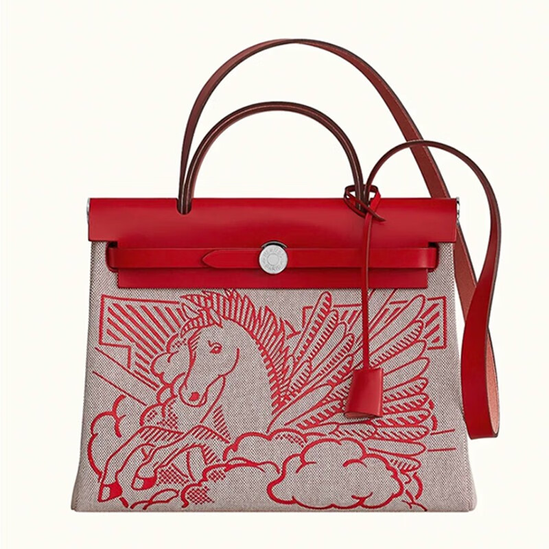 正品鉴定hermes爱马仕限定款飞马herbag31帆布手提包单肩包预售
