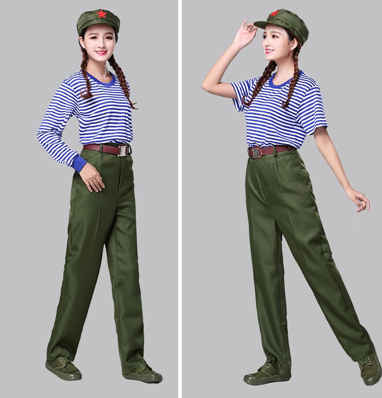 复古七八十年代怀旧服装衣服演出服80知青学生合唱服海魂衫表演服