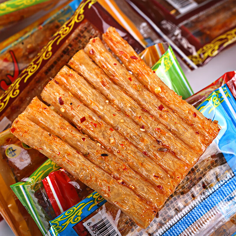 嘴巴香090后儿时老式大辣片辣条亲嘴片怀旧零食小吃 呼啦棒5袋【图片