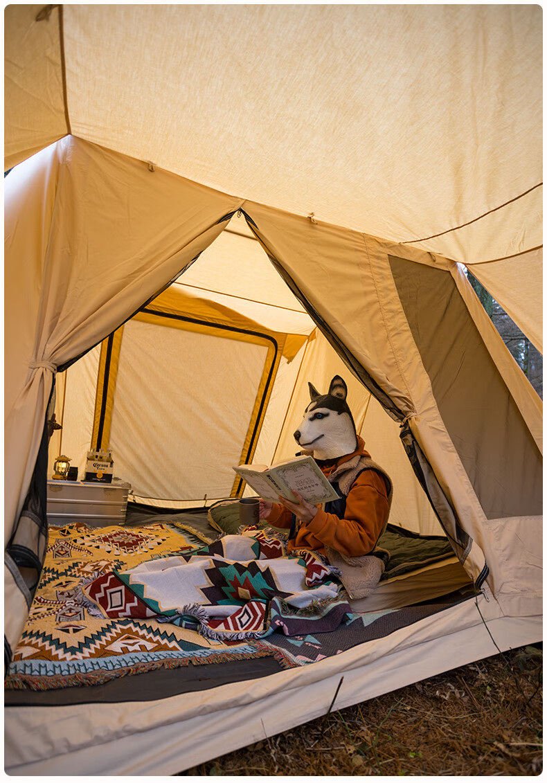 北极狼beijilang复古篷大型加厚防雨棉布春帐家庭出游户外露营休闲帐