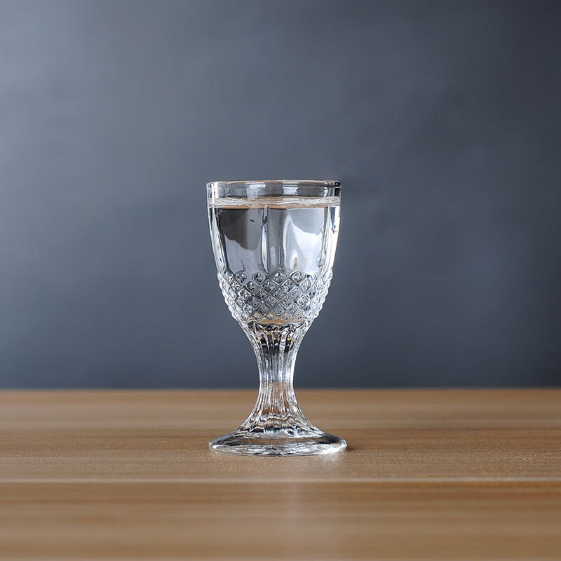 彤派 白酒杯小烈酒杯一口杯小酒盅透明玻璃杯高脚杯 6个装 子弹杯大号