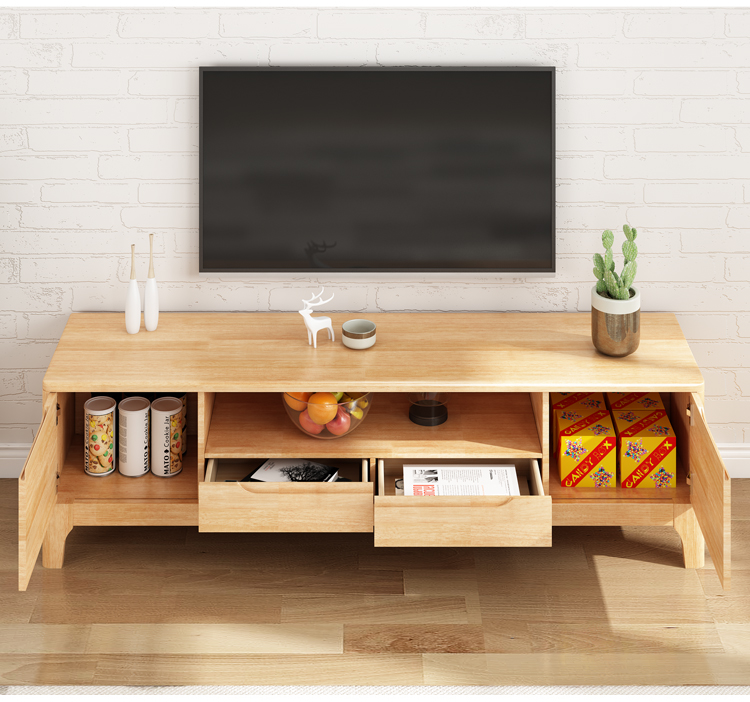 卓览实木电视柜小户型北欧简约现代地柜卧室客厅家用原木电视机储物柜