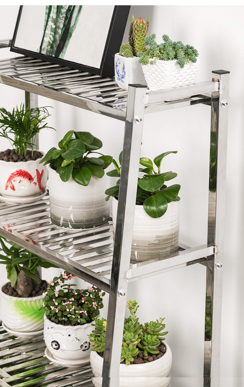 不锈钢花架 不锈钢花架多肉花盆支架阳台户外室内多层架子可移动小