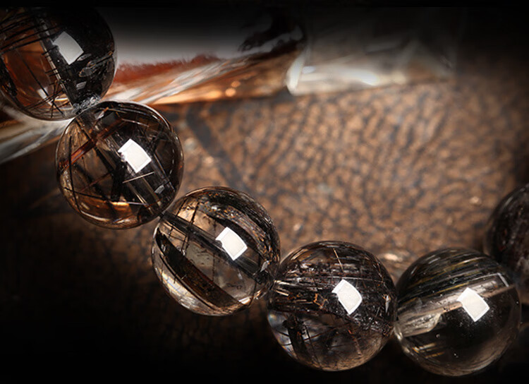 轩野 黑发晶手链一物一图黑钛晶黑色水晶单圈手串男女款饰品 #002