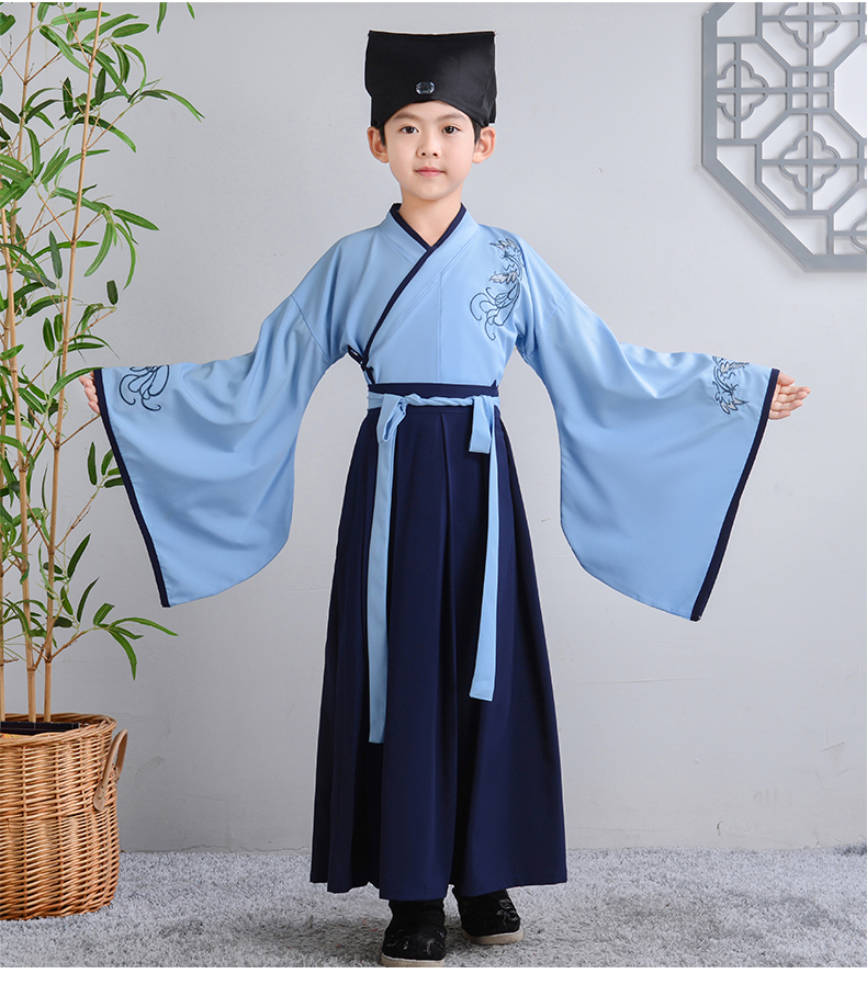 金苹果3-12岁小孩子小朋友穿的儿童古装汉服演出服男童开笔礼国学服