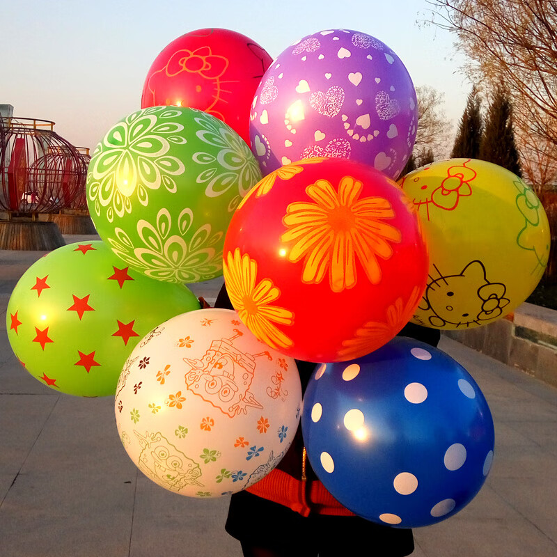 小气球批发儿童多款可爱圆形彩色卡通微商地推扫街小礼物100个 兔熊鸭
