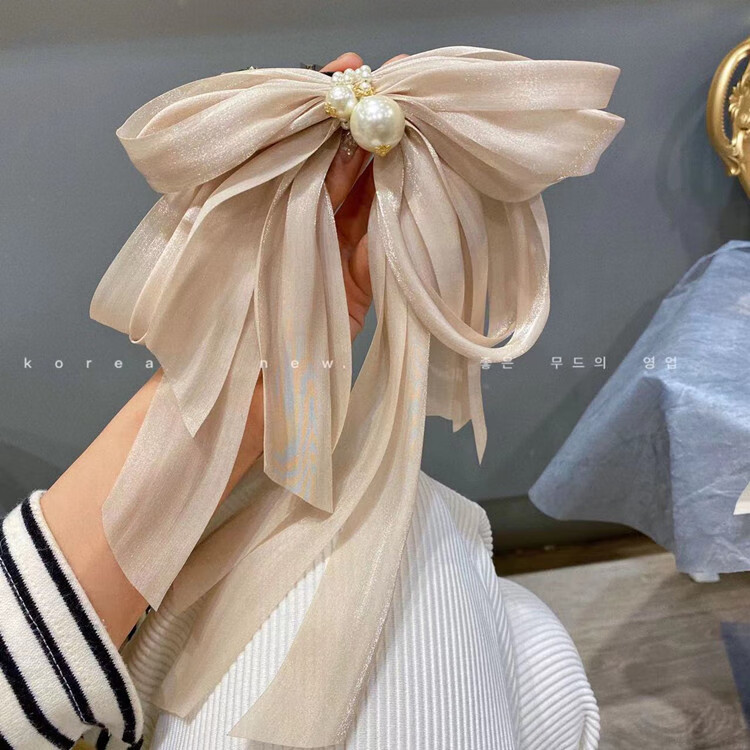 蝴蝶结头饰发夹韩国新款好看发饰飘逸头花后脑勺顶夹仙女发卡弹簧夹