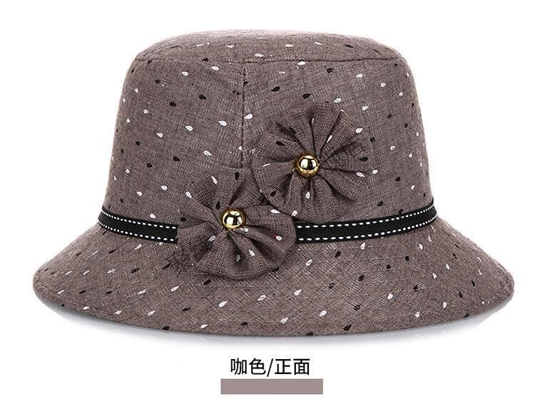 聚续春夏天中老年人帽子女妈妈太阳帽奶奶遮阳透气凉帽渔夫帽薄款亚麻