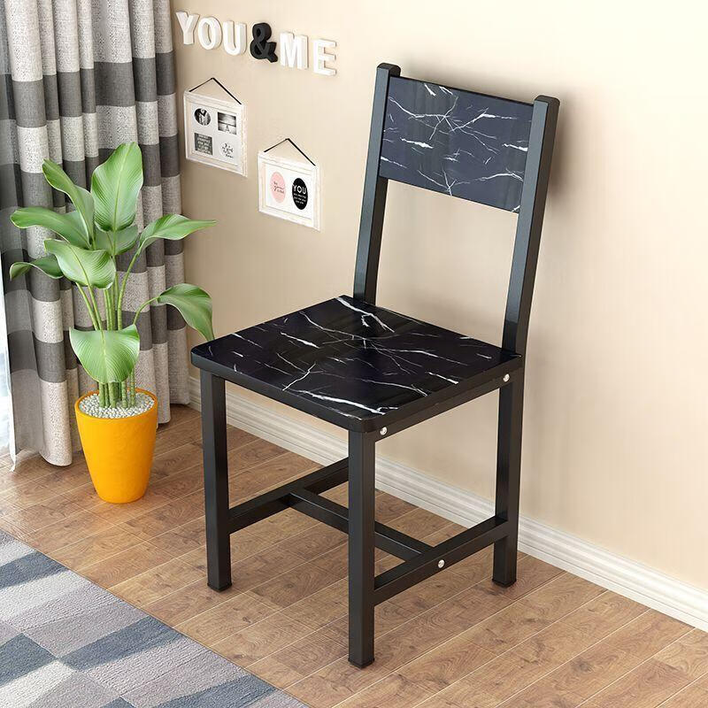 家用钢木餐椅子办公椅简易饭店食堂小吃快餐店靠背学习椅 工字加固