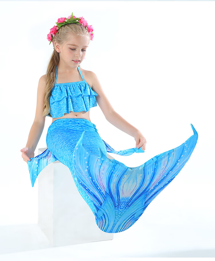 美人鱼泳衣人鱼尾巴女童公主裙游泳衣裤套装女孩衣服儿童泳装服装 h2