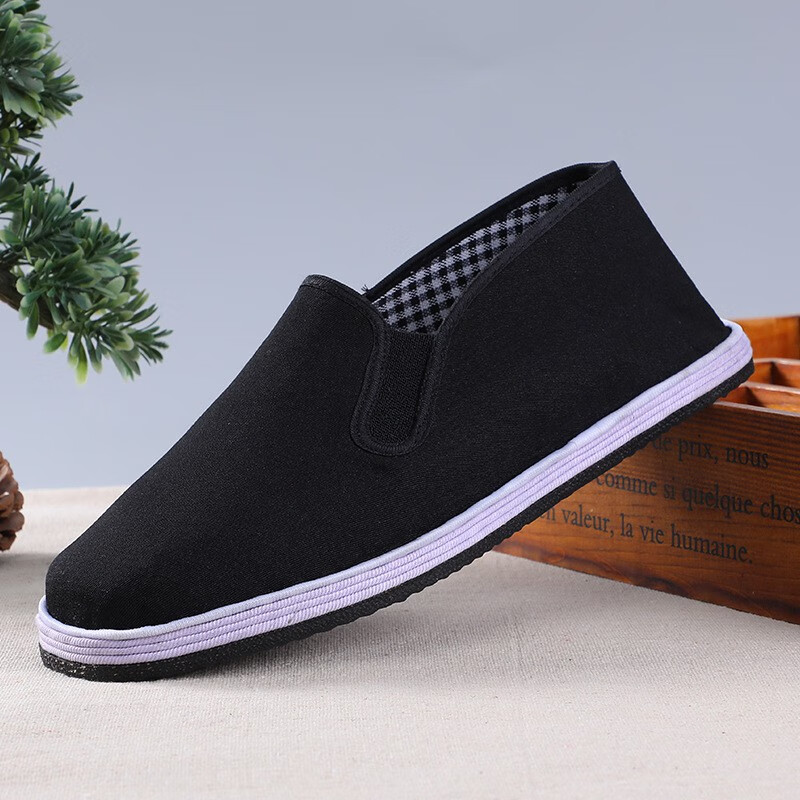 布鞋男夏季工地工作鞋透气一脚蹬千层布底干活劳保鞋真轮胎底布鞋35