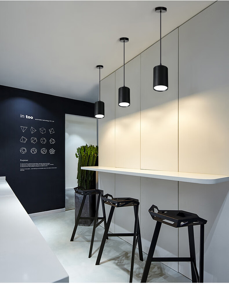 明装筒灯吊线餐厅前台吧台吊灯长桶圆形吊装led射灯10w20w30瓦10瓦