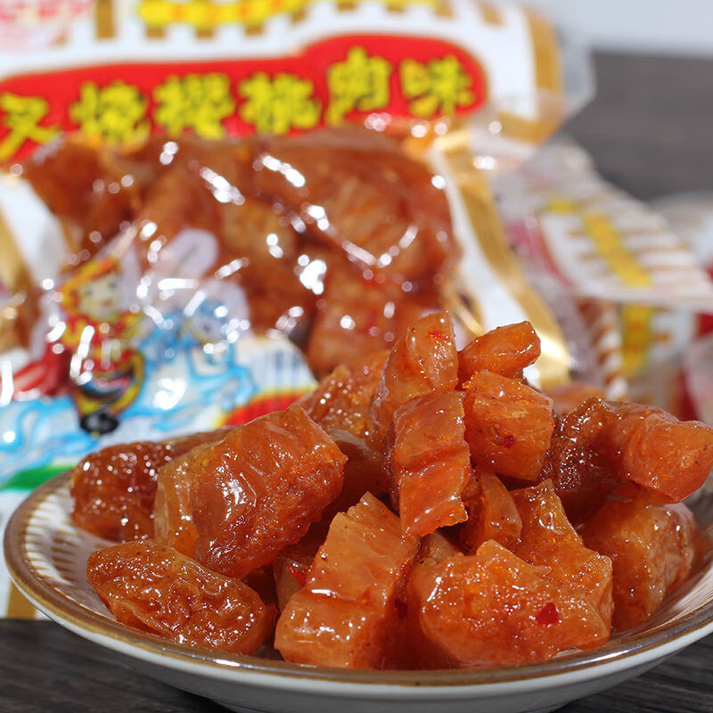 38g/包 龙记叉烧樱桃肉甜辣麻辣味豆制品辣条素肉80后儿时怀旧零食