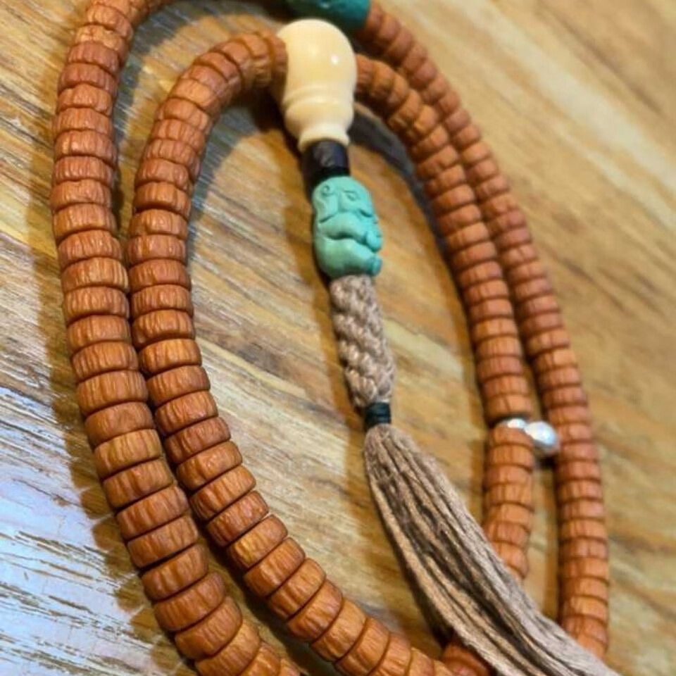 一北 西藏热振寺药片 百香籽菩提原皮原色 柏香籽顺纹佛珠 108颗文玩