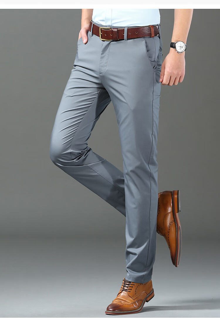 恒源祥官网特价捡漏男士休闲裤桑蚕丝直筒长裤子中年抗皱免烫真丝男裤