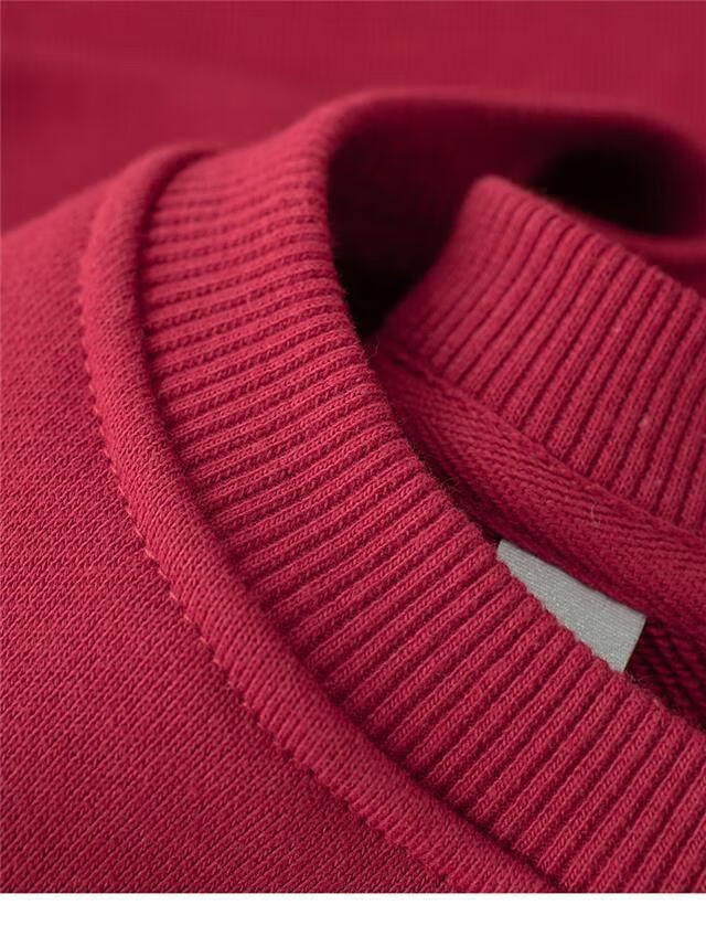 卫衣女春季百搭酒红色圆领卫衣女鲜红色枣红色暗红色线圈情侣长袖上衣