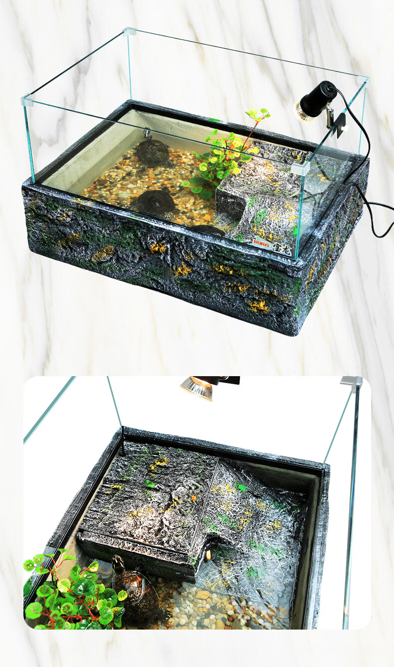 玻璃乌龟缸带晒台别墅客厅小型家用鱼缸养龟专用饲养箱生态缸水龟套餐