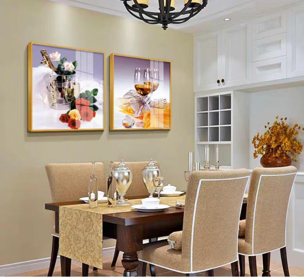 尔煦餐厅装饰画厨房挂画餐桌饭店背景墙壁两联水果歺厅现代简约有框画