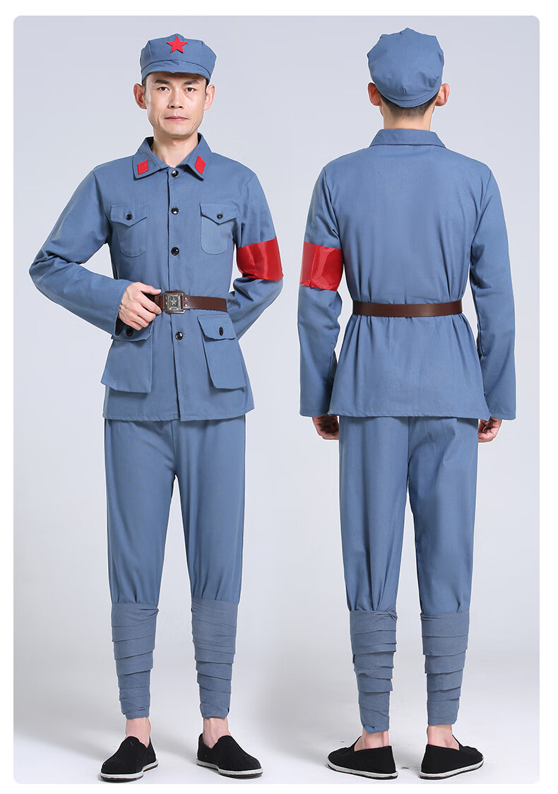 阁版红军成人演出服 八路军衣服合唱服新四军话剧表演服抗战服装 灰色