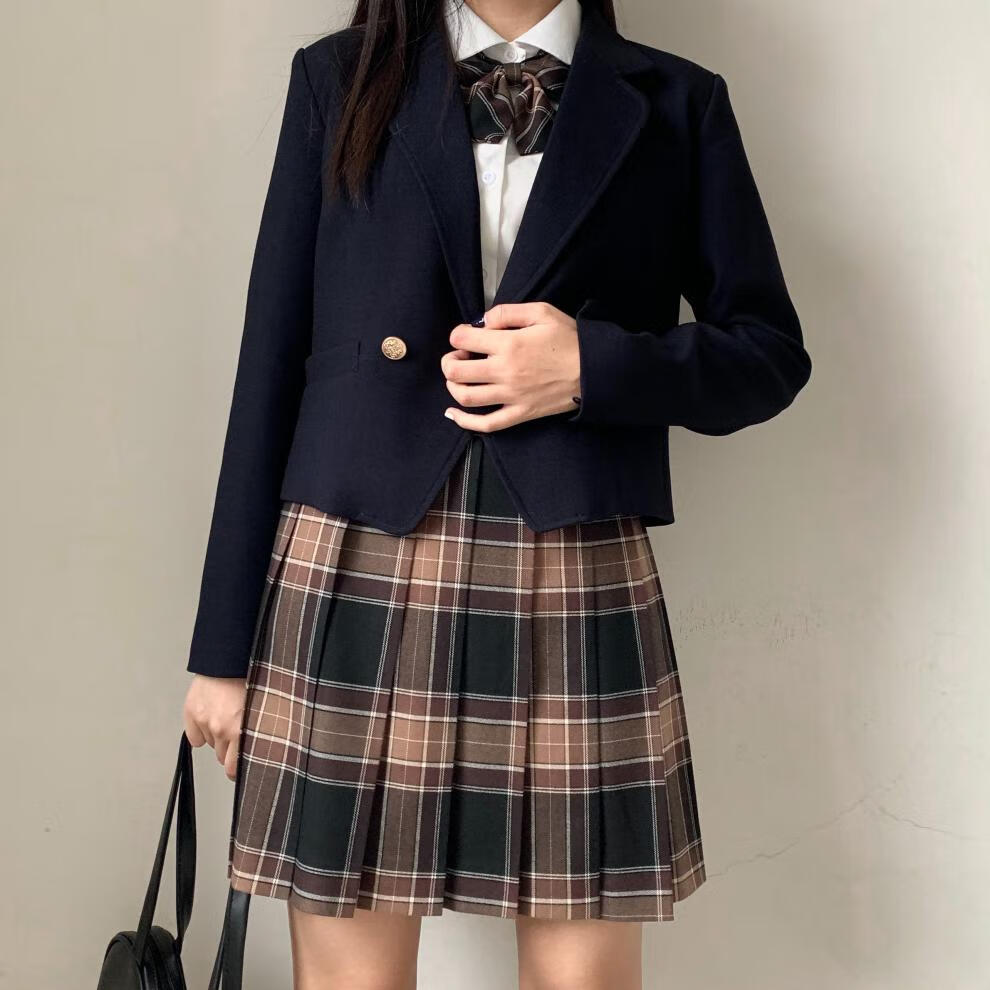 jk制服官方黑糖姜茶jk制服成品格现货正统日系校供高腰学院风格裙黑