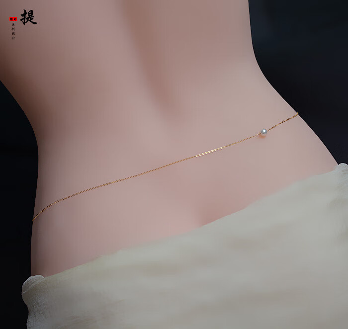 荟幽兰性感柔媚金腰链14k包金注金不掉色身体链珍珠高雅简约气质女