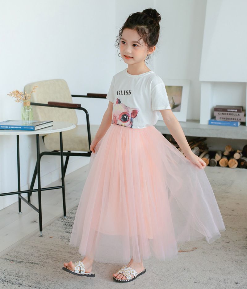 火山鸟小女孩半身裙夏装儿童百褶裙长裙女大童裙子8-14岁学生女童超仙