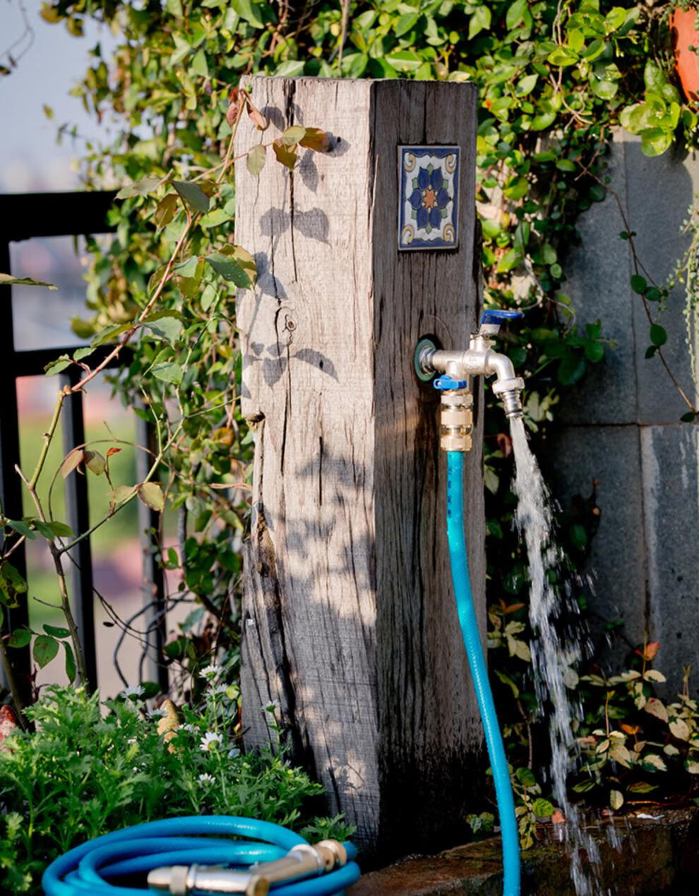全铜花朵蝴蝶创意水龙头单冷双出水花园冻晒拖把户外阳台蝴蝶黄铜奶嘴