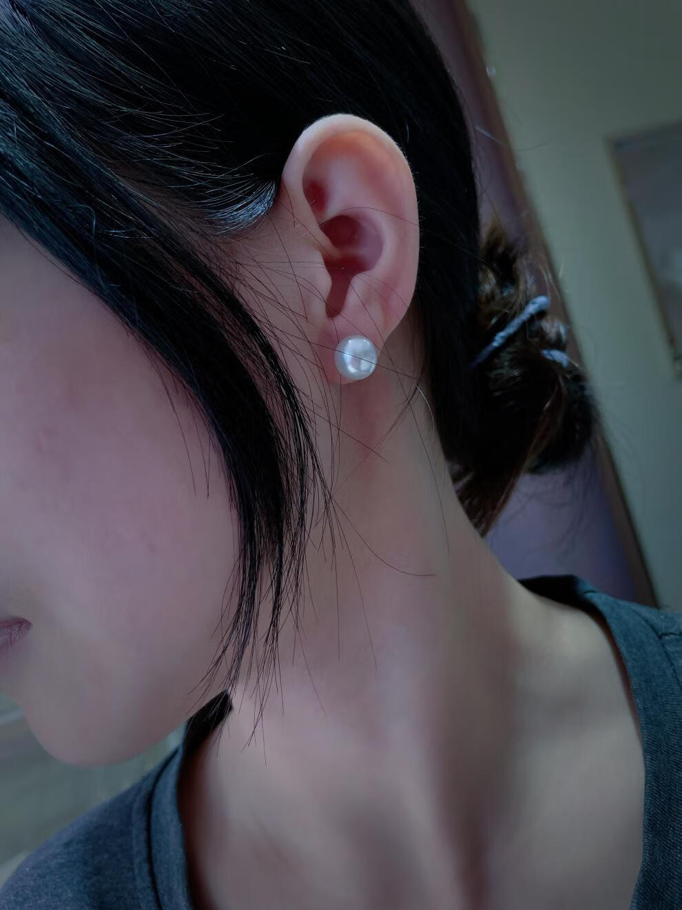 澳白素钉18k金910mm南洋海水珍珠耳钉送老婆妈送礼生日礼物红色默认1