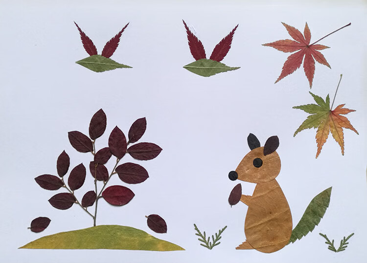 树叶画手工贴画三年级 树叶粘贴画成品小学生幼儿园儿童手工diy材料包