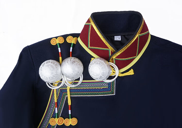 堡驰顿彝族服装男少数民族衣服大凉山阿都男装传统服饰上演出服酒红色