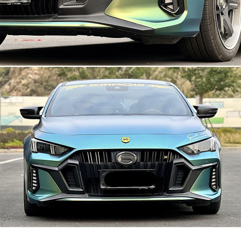 适用传祺影豹前脸装饰盖进气口贴碳纤维中网框改装黑武士外观配件影豹