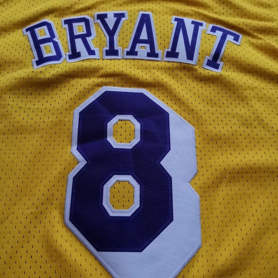 滕讯体育同款8号复古球衣nba湖人队刺绣球服三叶草背心比赛服蓝色金标