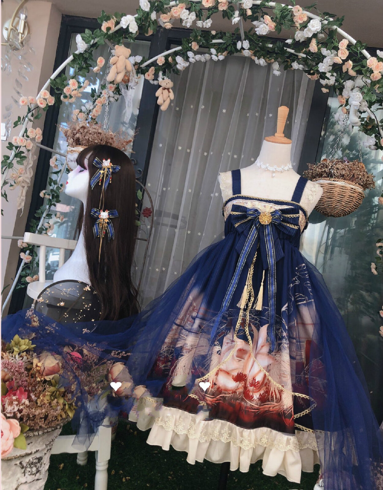 定制洛丽塔lolita九尾狐与彼岸花敦煌风中华风襦裙网纱仙jsk吊带裙