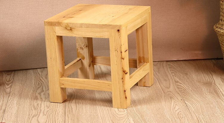 香柏木家用凳子茶凳客厅钓鱼小木圆凳矮换鞋方凳35cm高桦木方凳需组装