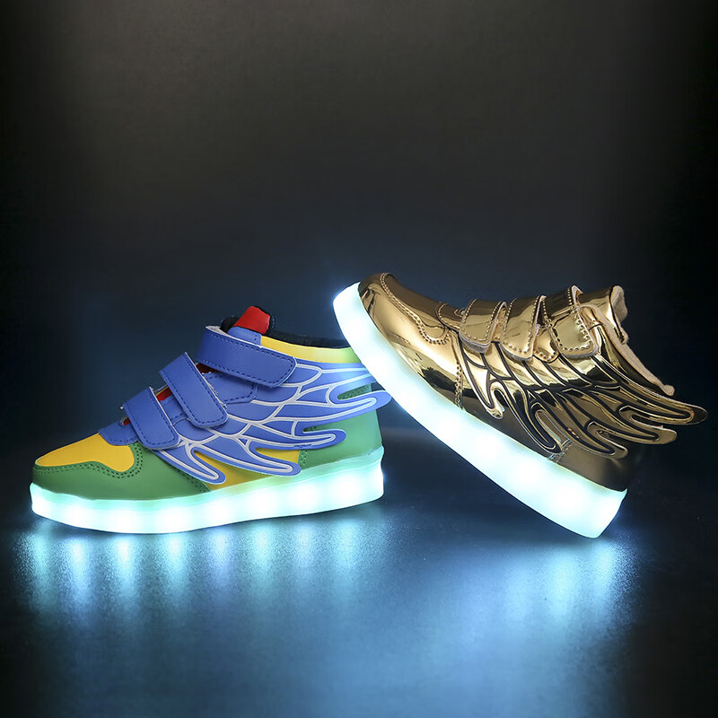 儿童发光鞋usb充电会发光的鞋子春夏男童女童板鞋运动鞋带灯闪灯童鞋