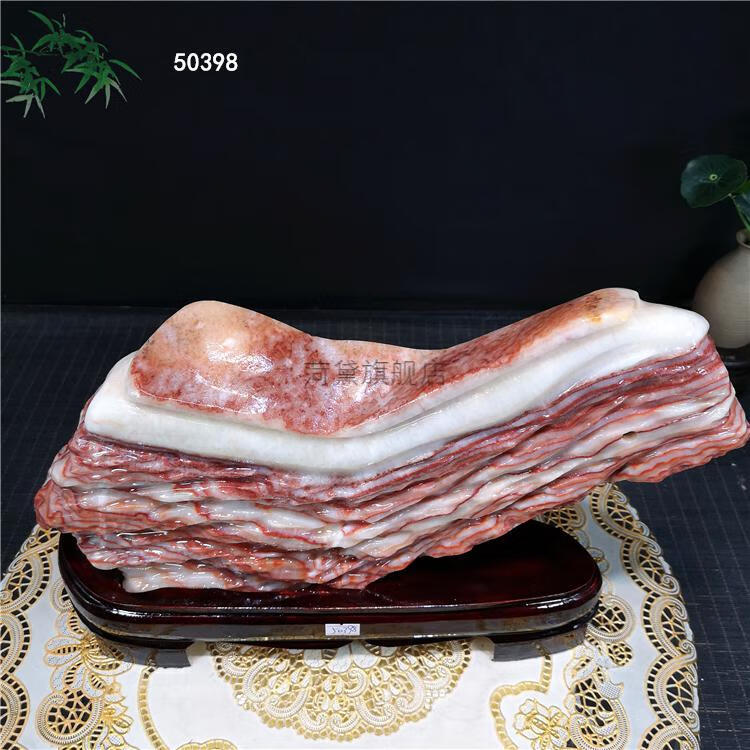 石红烧肉腊肉五花肉玉石收藏装饰摆件 桔红色 01365号480【图片 价格