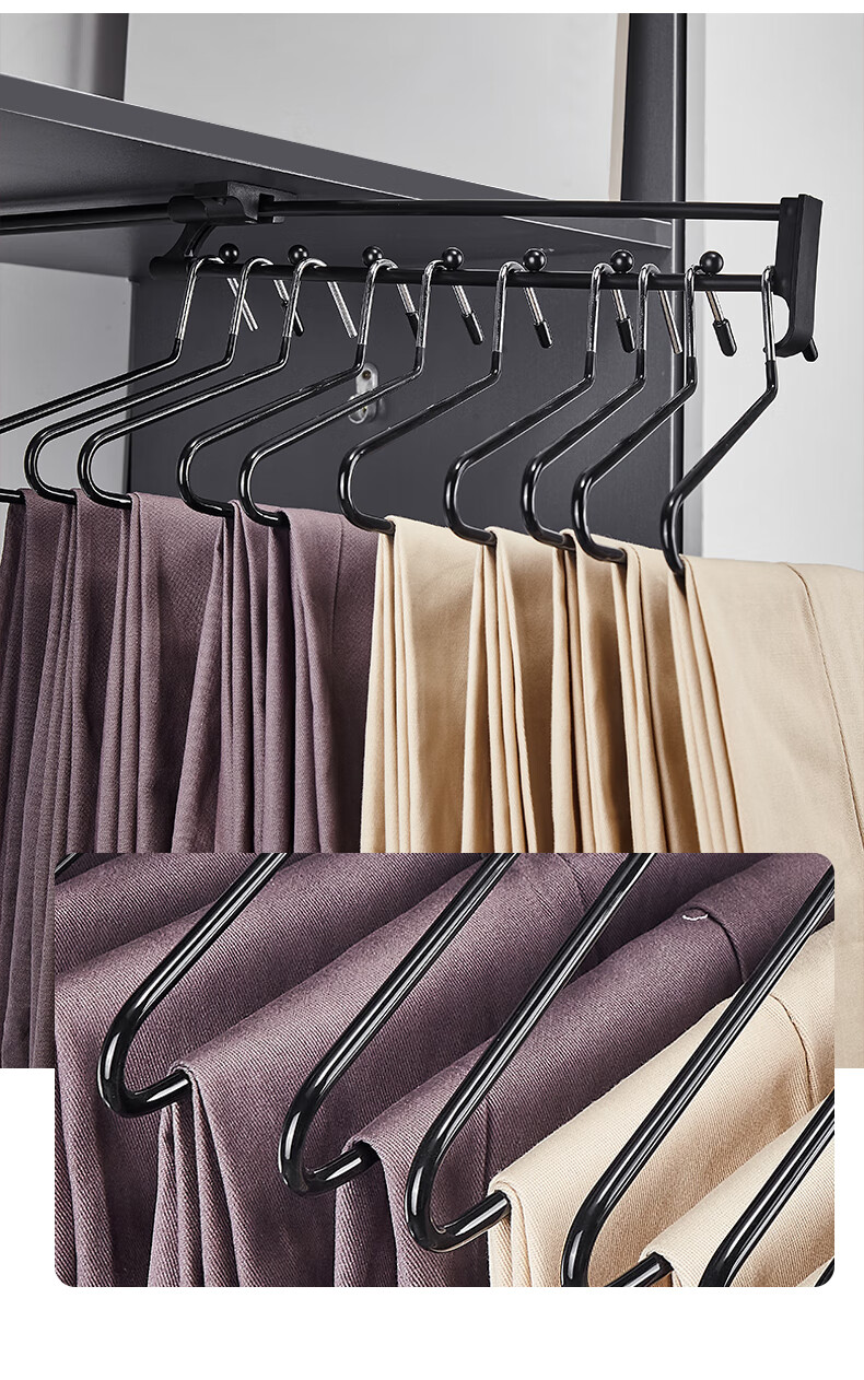 抽拉裤架顶装伸缩裤架衣柜内置衣帽间家用抽拉挂裤子架收纳裤抽架滑轨